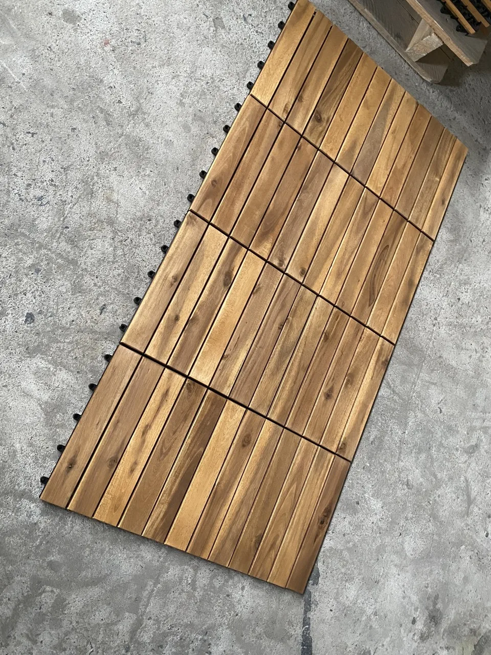 Wood deck tile 12 slats wholesale Vietnam garden walkway cheap composite decking tiles decor