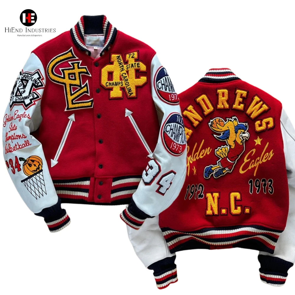 Custom Logo Mens Varsity Jacket with Leather Sleeves Embroidered Black Crop Letterman College Baseball Style Wholesale Couples