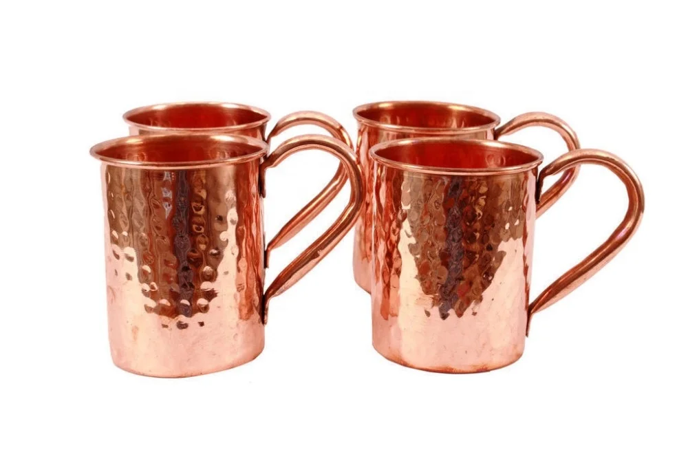 Amazon Hot Sell Moscow Mule Mugs With Brass Handle Stainless Steel Copper Mug Hammered Moscow Mule Mugs