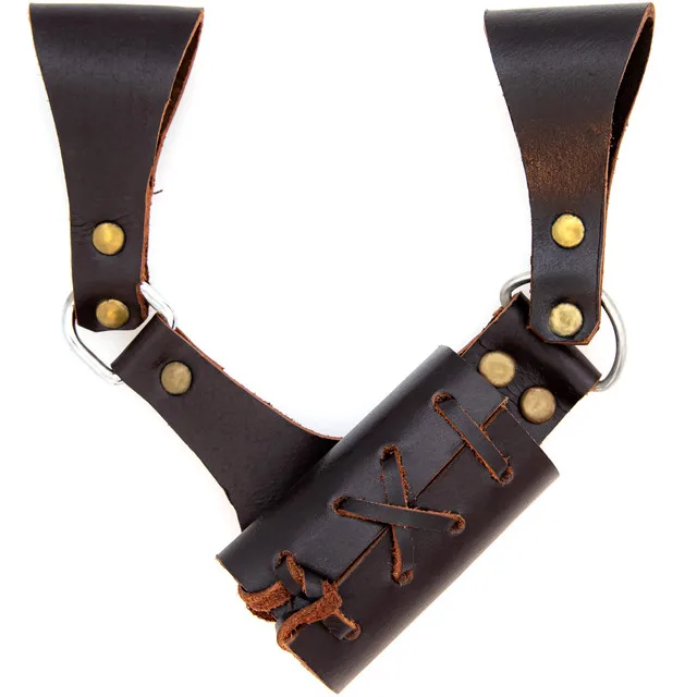 100% Genuine Cow Leather Left Handed Sword Frog in Chocolate / Dark Brown Color Wholesale Sword Frog / Holster / Holder