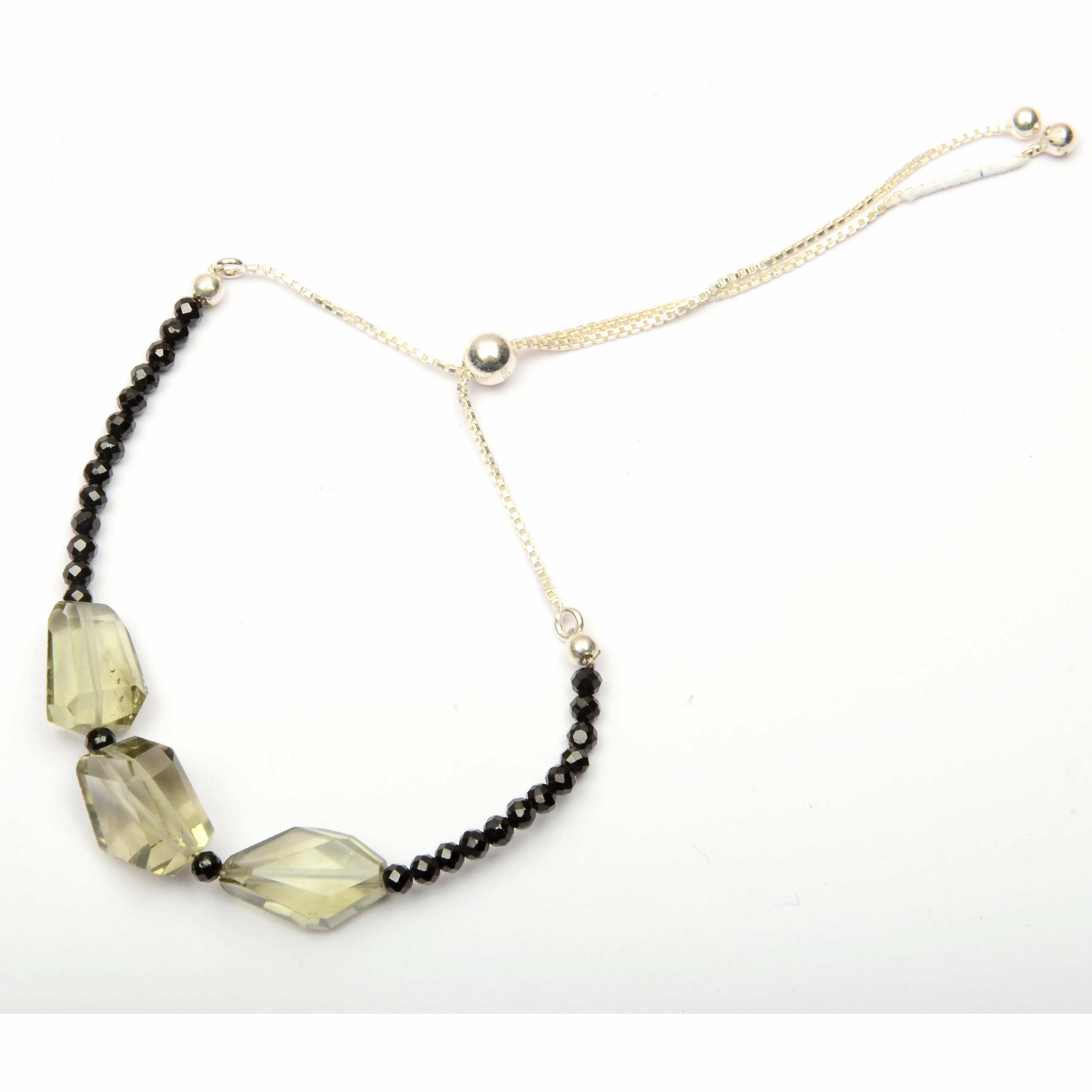 Натуральный зеленый аметист и черный шпинельный браслет 925 стерлингового серебра Боло граненые бусины регулируемые на годовщину