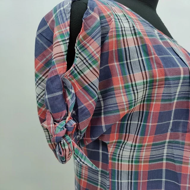 BEST QUALITY INDIAN HOT SELLING  CASUAL COTTON LADIES BLOUSE IN Y/DYED VOILE CHECKS MANUFACTURER SUPPLIER FROM INDIA