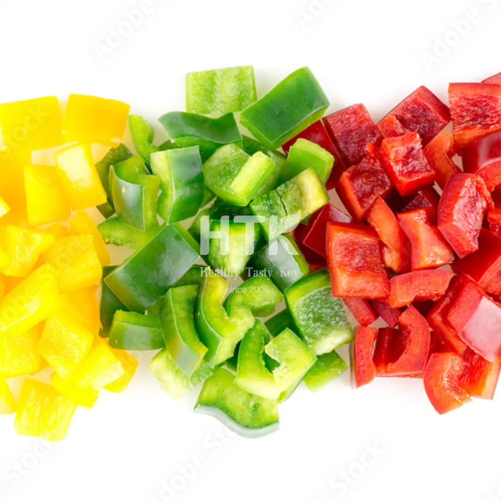 BEST PRICE FROZEN IQF MIXED CAPSICUM BELL PEPPER RED GREEN YELLOW DICE CUBE 100% ORGANIC SWEETNESS  for Food & Beverage