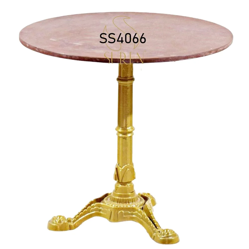 Круглый индийский дизайнерский Чугунный Стол с мраморной столешницей для ресторанов и из дерева