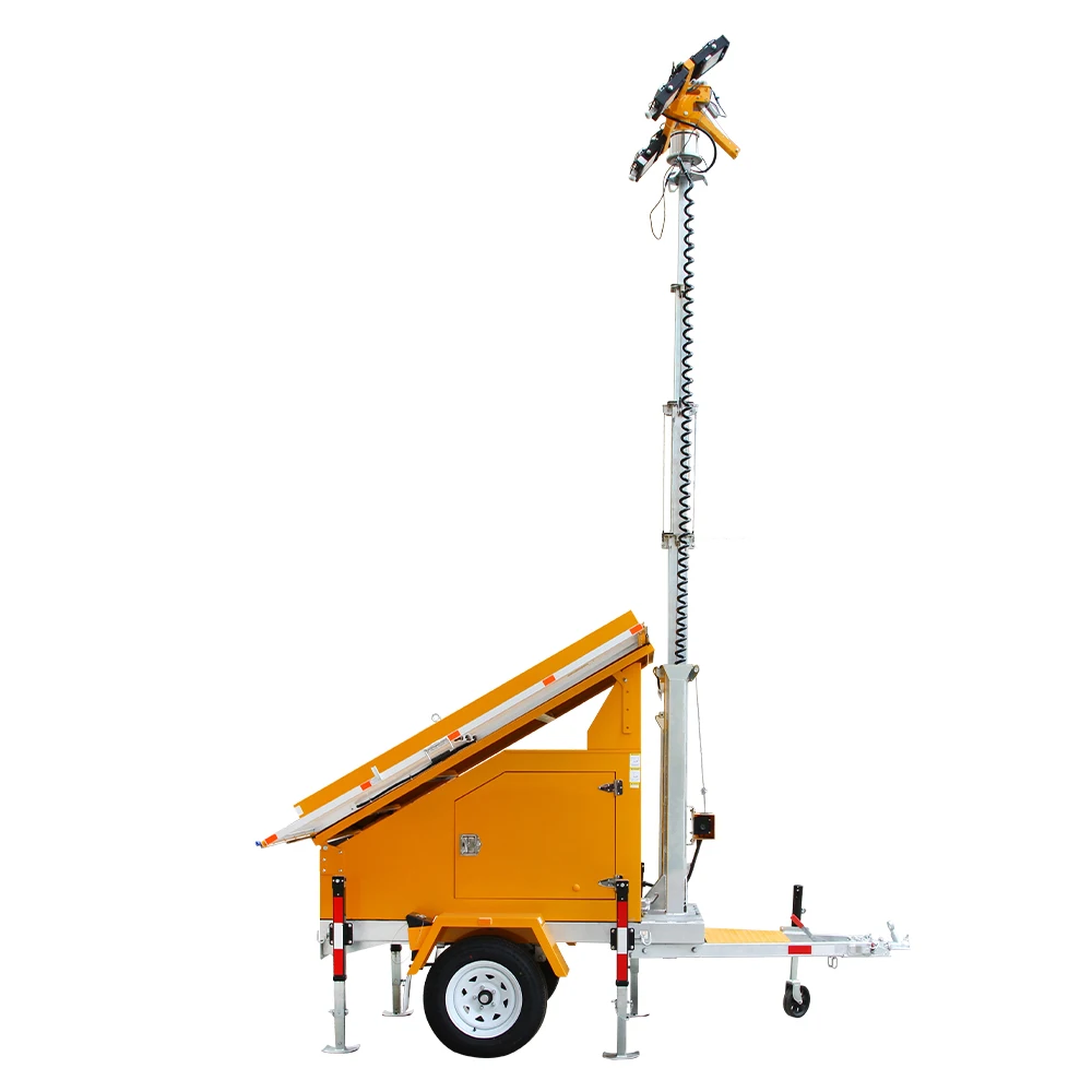 P0511 USA Standard Construction Lighting Trailer 360-Degree Rotatable LED Lamps Long Endurance 8m Large Solar Light Tower