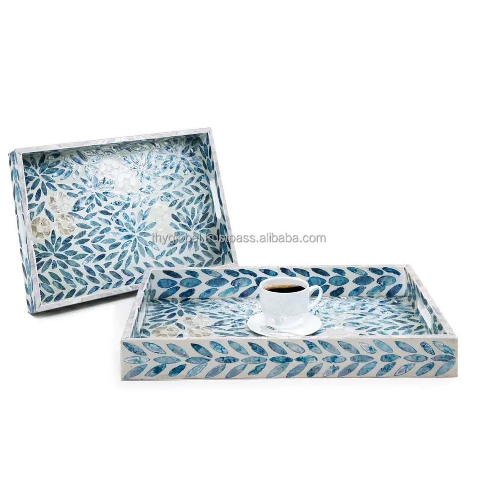 Eye-catching Mother Of Pearl Inlay Serving Tray Lacquer Tray For Home Decor Round Tray As Coffee Table Decor