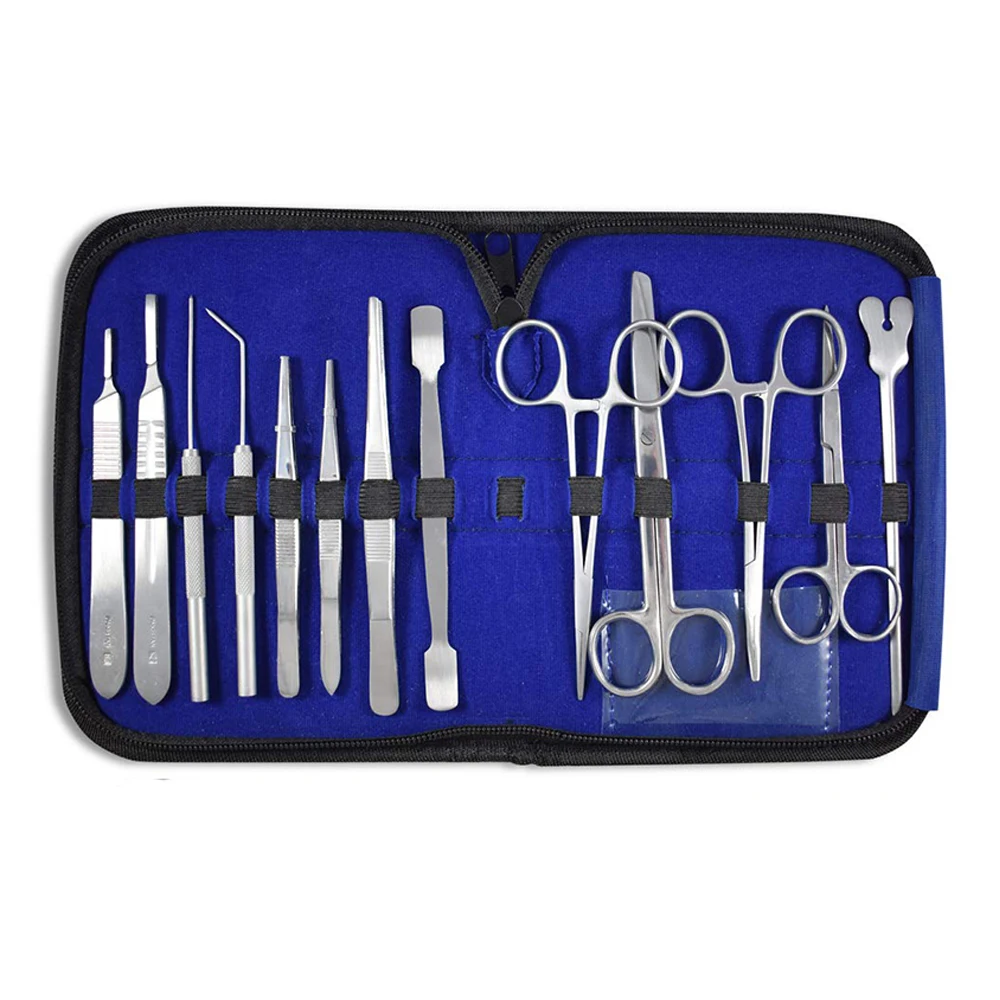 Professional Surgery Kits 13 Pieces Stainless Steel Scissor Tweezer Scaler Forceps Student Suture Tanning Tool Set