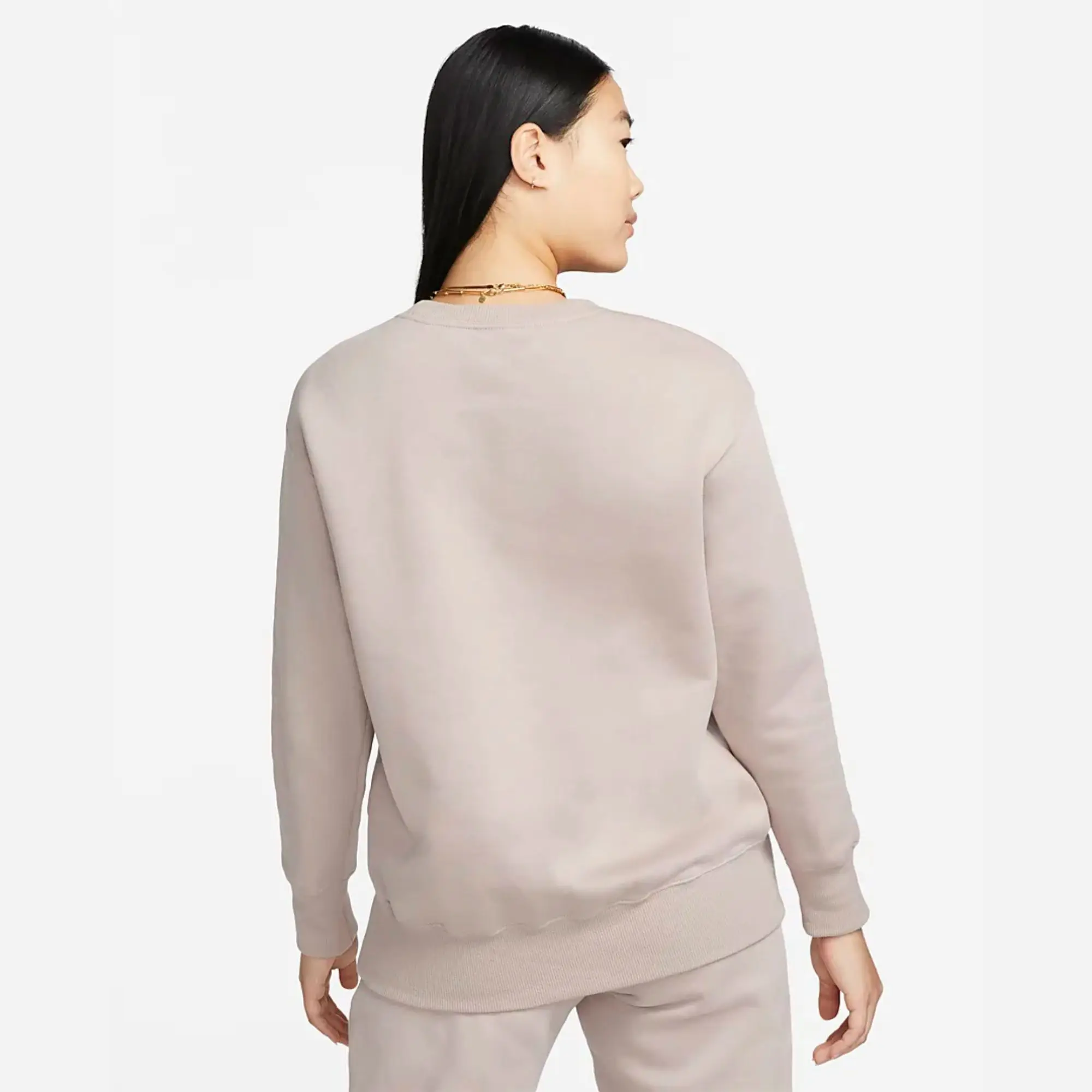 Loose Fit Ribbed Crewneck 80% Cotton 20% Recycled Polyester Fleece Ribbed Cuffs and Hem Oyster Pink Women Sweatshirt