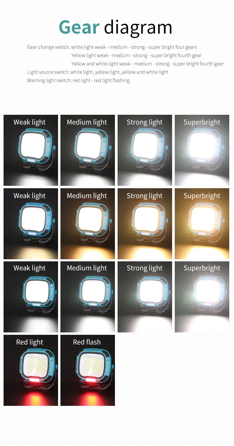 LED Work Light Rechargeable COB 360 Foldable Flood Work Light for Outdoor Camping Emergency Car Repairing and