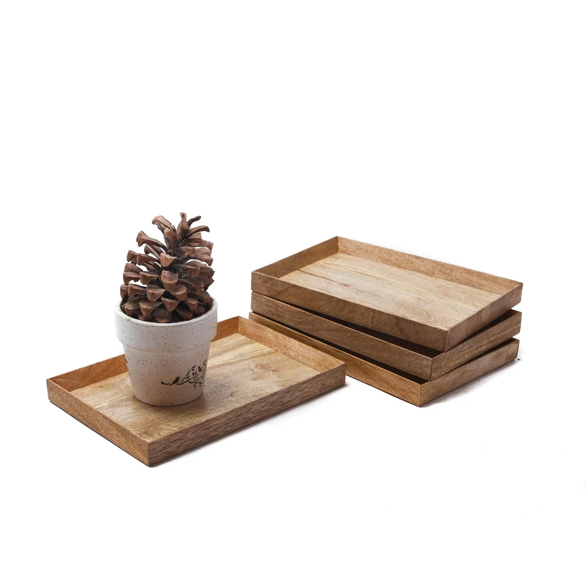 Marco Enterprises Home Hotel Restaurant Indian Mango Wooden Serving Tray In Rectangular Shape And Custom Design At low Price