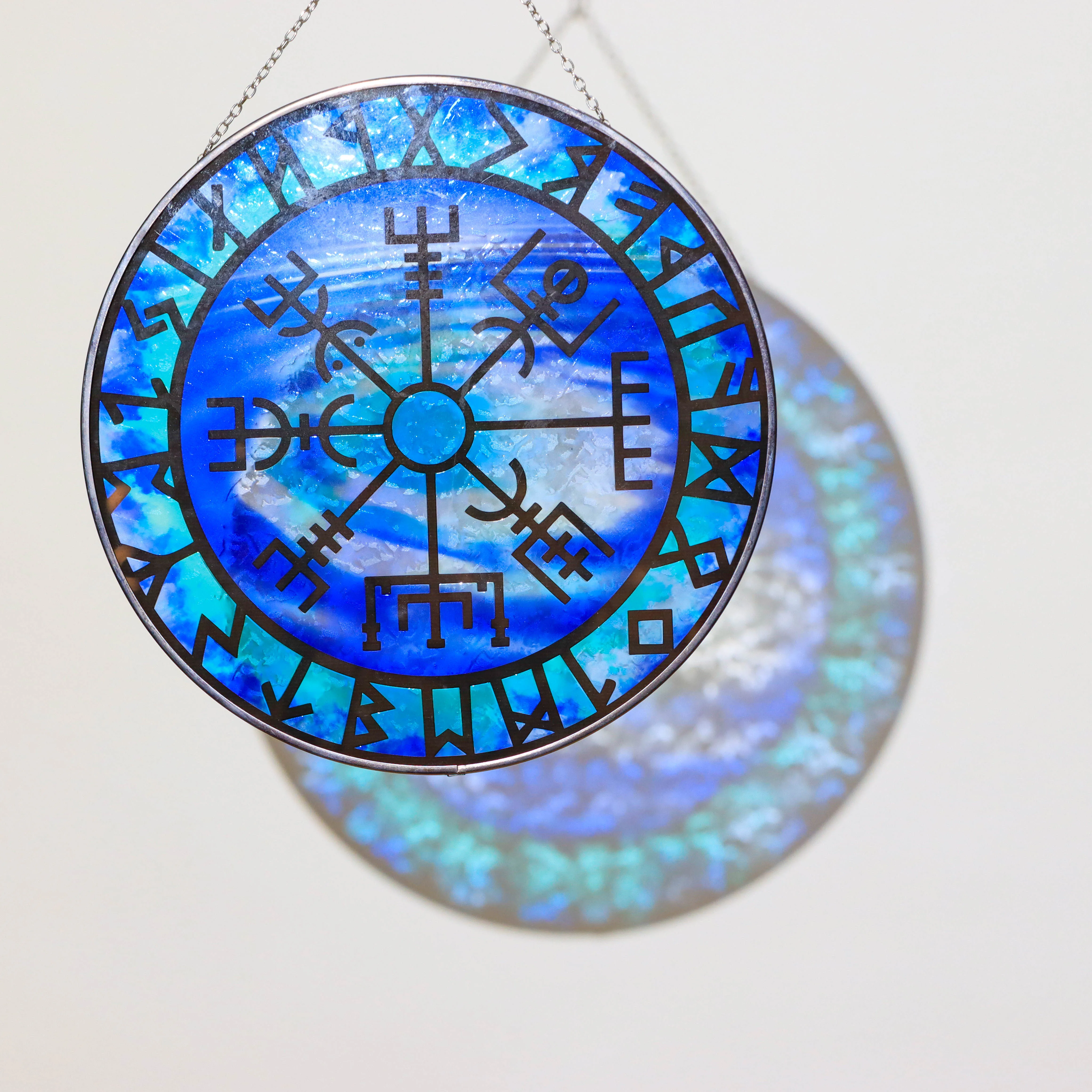 Personalized 12-Inch Stained Glass Suncatcher - Bright Colors and Unique Light Reflection for a Stunning Home Display