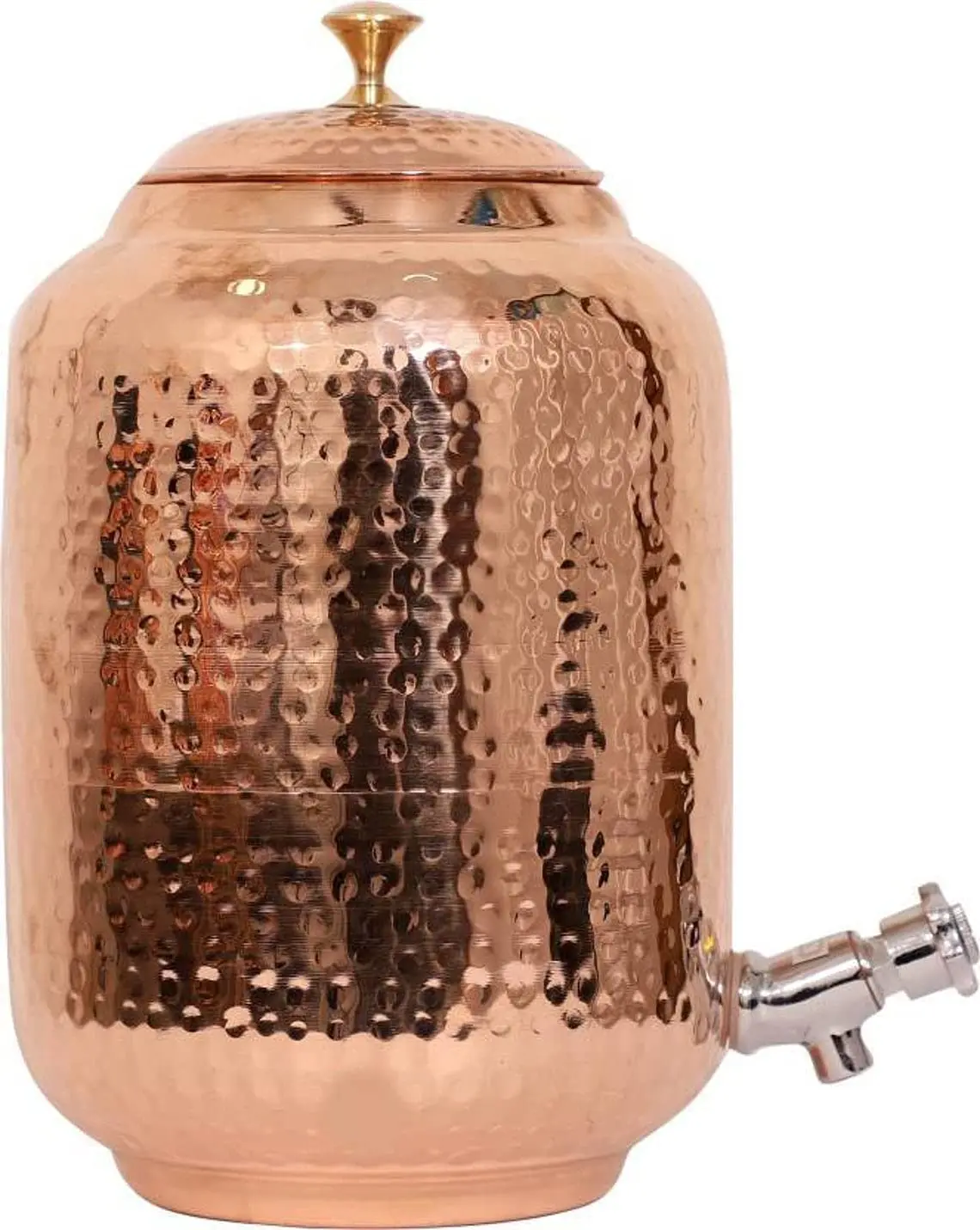Pure copper drinkware water dispenser  8L hammered  ayurveda health healing 8 Liter storage capacity water container