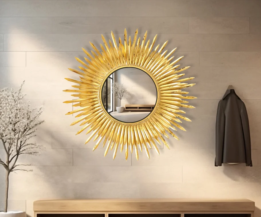 Elegant Looking Golden Decorative Wall Mirrors for Living Room Long Wall Mirror Available at Different Sizes Unique Wall Mirror