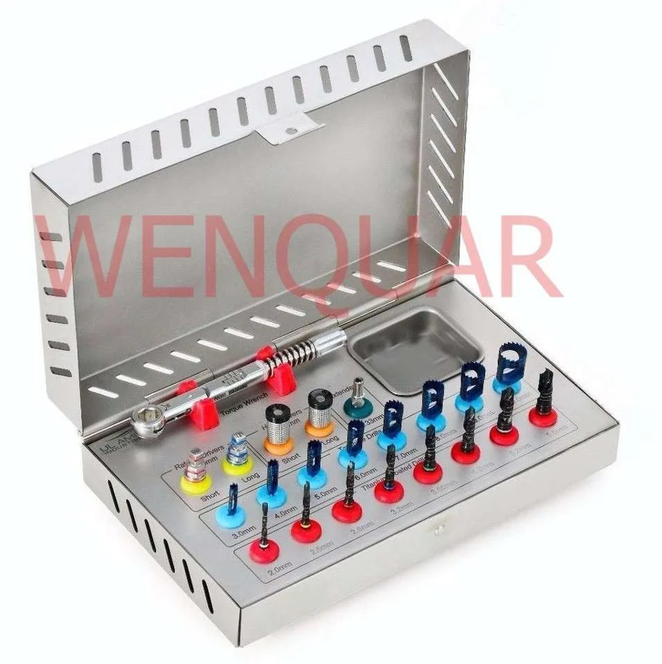 High Quality Basic Dental Implant Kit Surgical Drills Torque Wrench Trephine Hex Drivers Stainless Steel