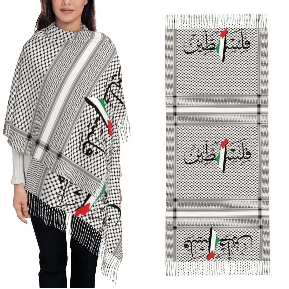 Hot Online Shopping Print Keffiyeh Scarf Long Palestine Flag Shawls  Long Soft Scarf Palestinian