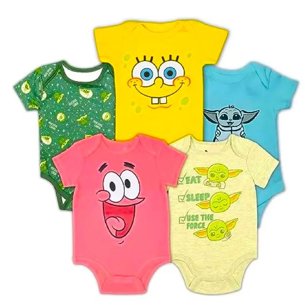 Cartoon Cute Casual Long Sleeve Baby Jam Coat New Born Design 3 Pcs/pack Baby 100% Cotton Cute Printing Custom Low MOQ Baby Body