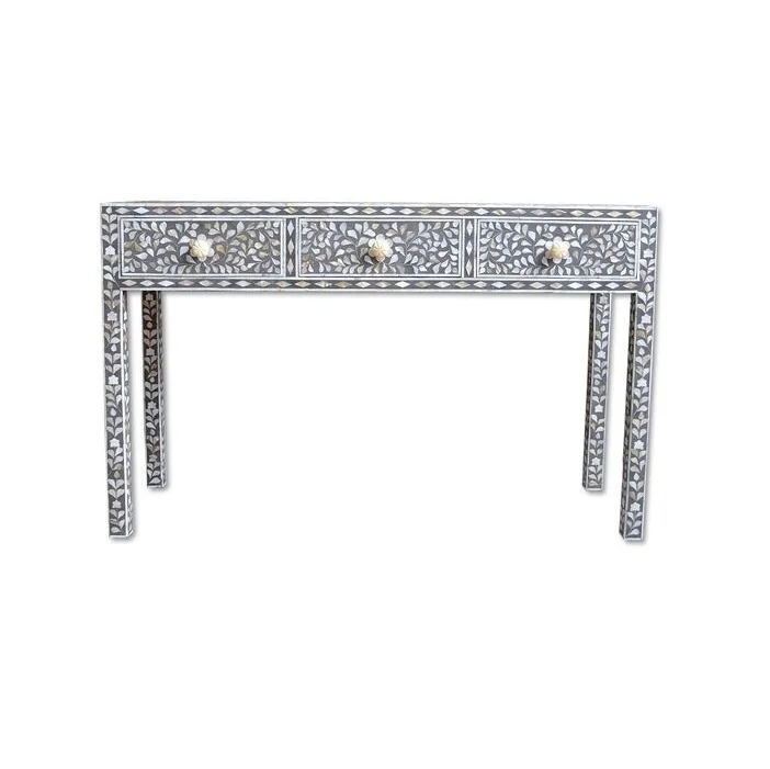 Standard quality wooden console table with bone inlay work for living room mop console table for home exporter from India