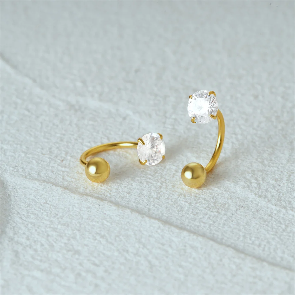 Roxi Curved Hook Ear Clips 18K Gold Plated Screw Buckle Earrings U-shaped Ear Bone Piercing 925 Silver High Quality Women