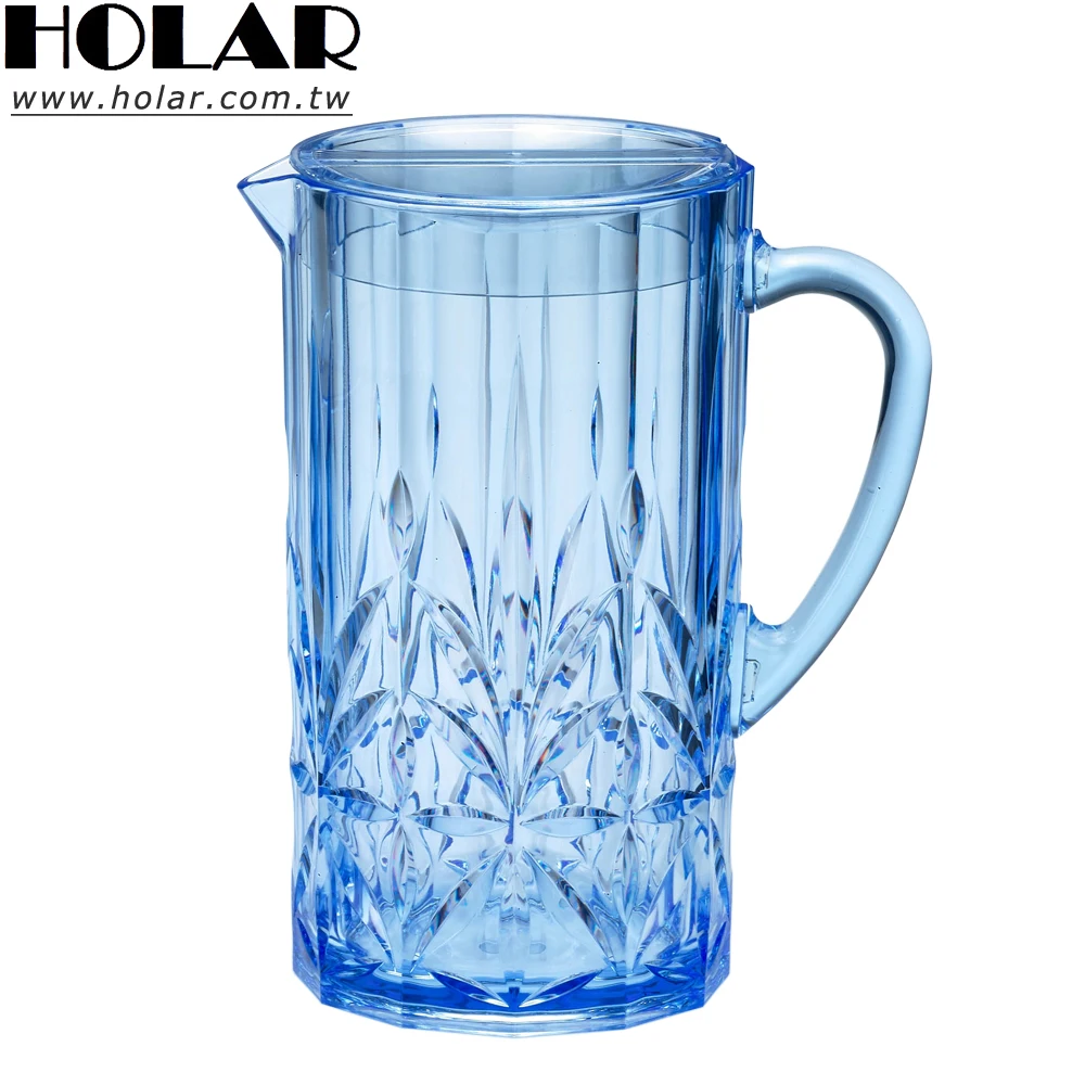 [Holar] Taiwan Made 88oz Embossed Reusable Shatter-Proof Plastic Beverage Pitcher Carafe for Cocktail Juice