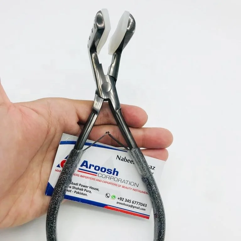 Plasma Black Tape In Hair Extension Pressing Plier High Quality Custom Logo Stainless Steel Pliers With Extra Grip Holding