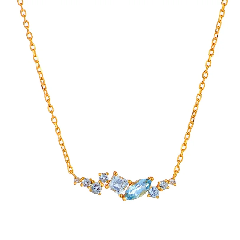 New Arrival YINSAKI 925 Sterling Silver Blue Topaz Pendant Necklace 14k 18k Gold Plated Mystic Topaz Necklace