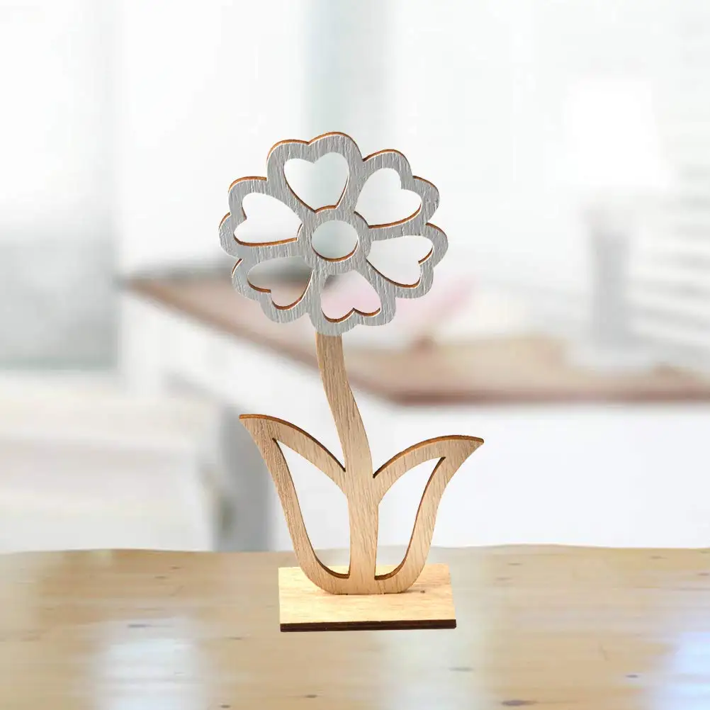 Luxury Wood Flower Ornaments Easter Table Hollow Flower Decoration Desktop Standing Flower Luxury for Home Living Room Tabletop