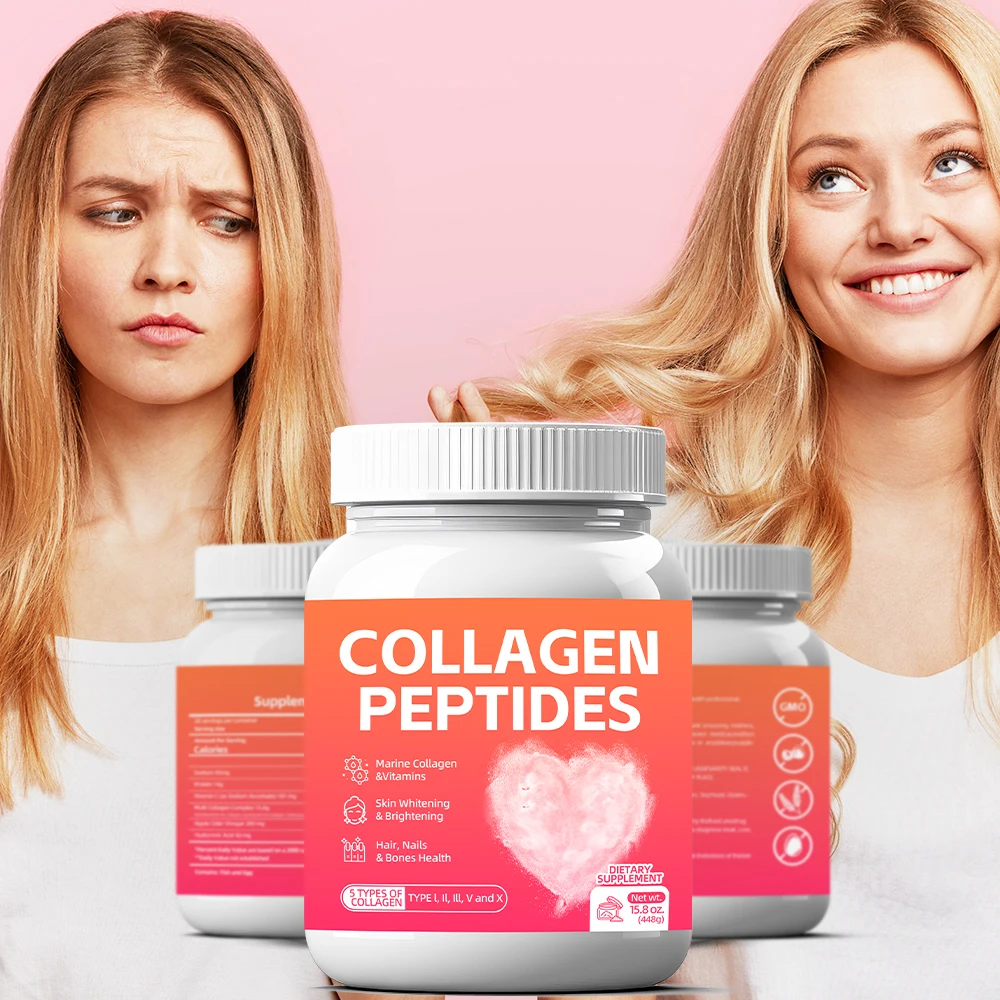 Private Label Pure Collagen Powder Glow Digestive Enzymes Marine Collagen Powder Drink For Skin Whitening Supplement