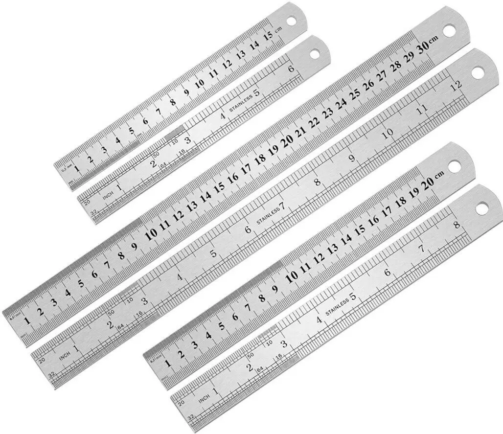Stainless Steel Ruler Metal Ruler Kit with Conversion Table Metric Measuring Ruler with Clip Metric Scale Stainless Steel