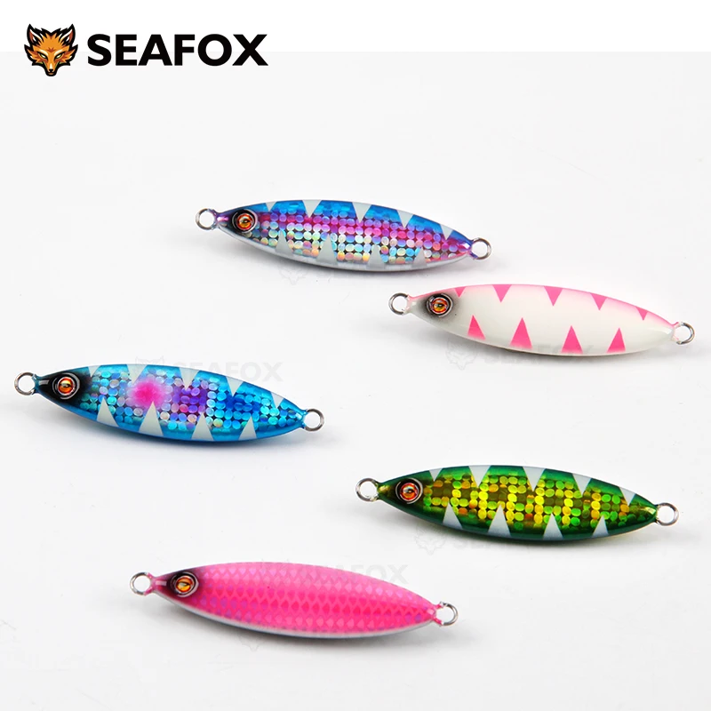 Seafox Ocean Fire Slow Jigging 40g 60g 80g 100g 120g 250g Luminous Squid 3D Eyes Metal Jig Glow in the Dark Fishing Jigs