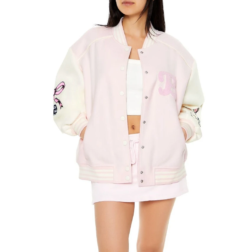Custom OEM Design Lightweight Women Varsity Jacket Custom Logo Long Sleeve Women Varsity Jacket