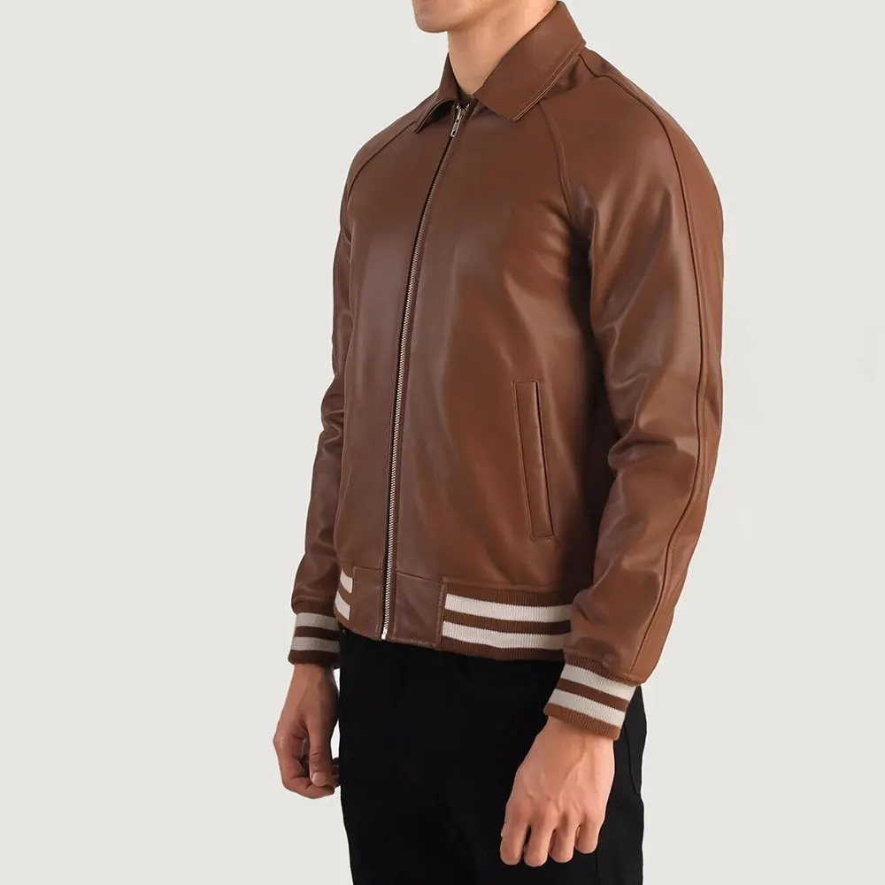 Pakistani Wholesale Leather Versity Jacket Manufacturer Casual Leather Versity Jacket For Men Oem Design Leather Versity Jacket