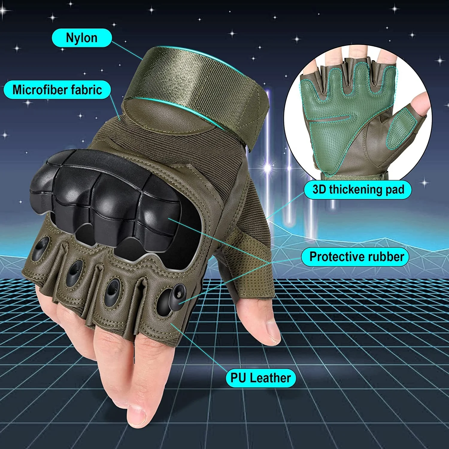 Flexible Breathable Half Finger Hard Knuckle Customized Touch Screen Motorcycle Motorbike Sports Racing Gloves For Men
