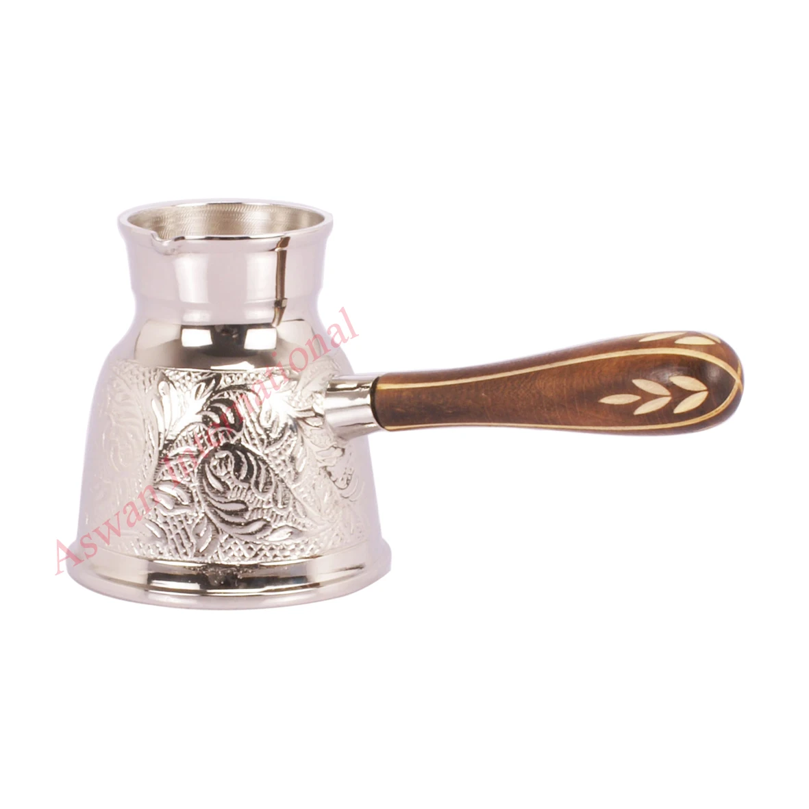 Highest Selling Luxury Home Decor Brass Turkish Tea Coffee Pot with Wooden Handle Istanbul Turkish Cezve Coffee Pot