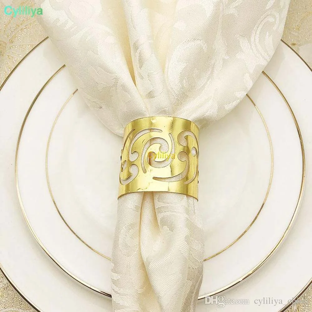 Tableware Decorative Wedding Design Royal Gold Plated Hole Design Napkin Rings Wedding Antique Decor New design Napkin Ring