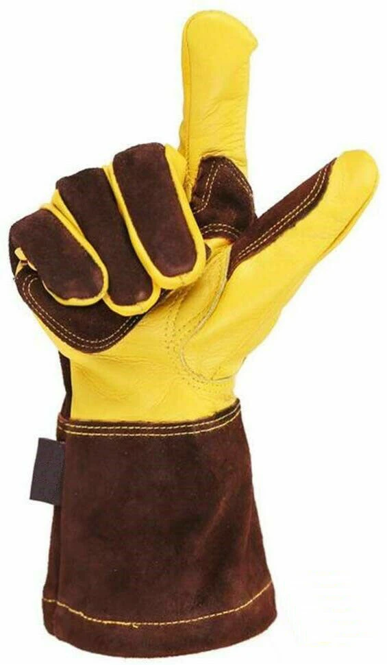 Genuine Cowhide Leather 14 inch Welding Gloves Mig and Tig welding and suitable for BBQ Grill and other fire works protective
