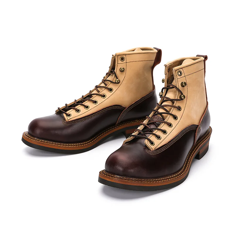 Hot New England Style Leisure Hiking Boots Mens Cow Leather Work Shoes