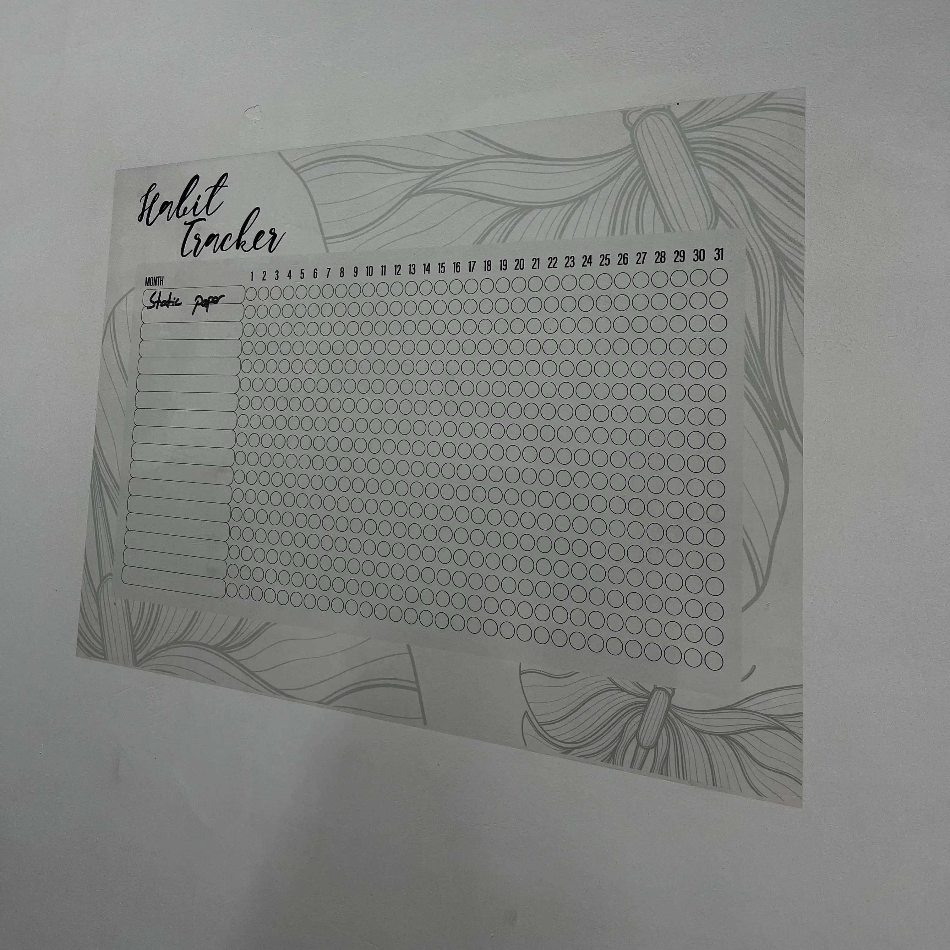 Reusable Monthly Planner Organizer Model-12 Durable Polystyrene Material Dry-Erase Whiteboard Surface Static Electricity Holding