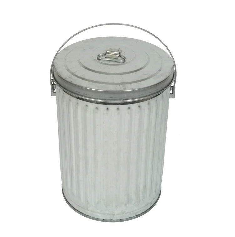 Modern Design Metal Galvanized Trash Bin Handmade Iron Waste Bucket House Hold Cleaning Tools Recycle Bin