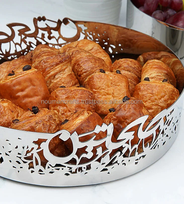 style arabic later unique handmade metal silver round fruits cake chocolate tray bwol mother of pearl indian serving tray