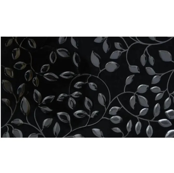 Glossy Black Finished Luxury Floral Designed Ceramic Wall and Floor Tiles for Kitchen at Wholesale Prices from India