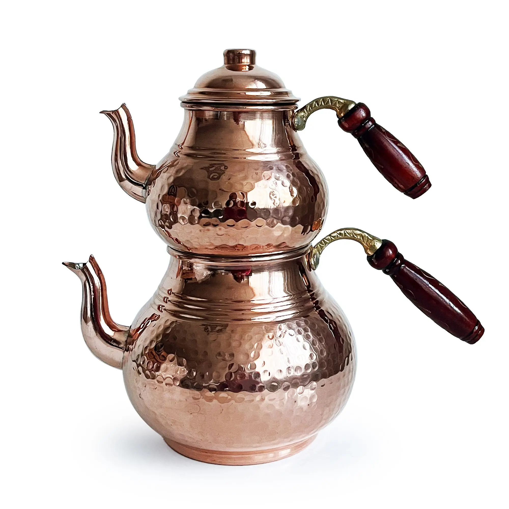 Handmade Hand Hammered  Copper Turkish Stovetop Teapot Set 850 ml + 1800 ml