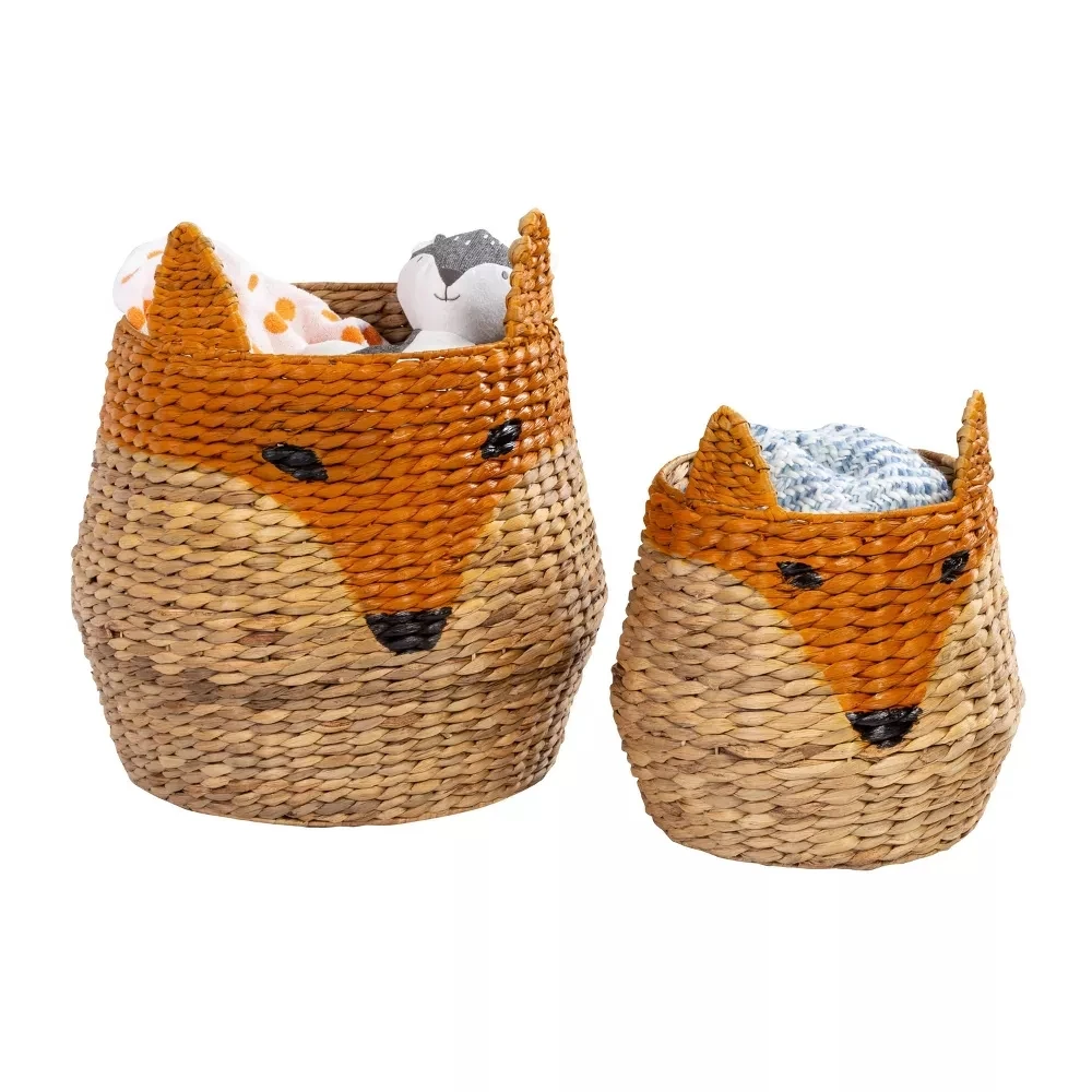 Hot Deal Cute Animal Storage Seagrass Woven Baskets Decorative Collapsible Clothing Hamper Wholesale Handmade Home Organization
