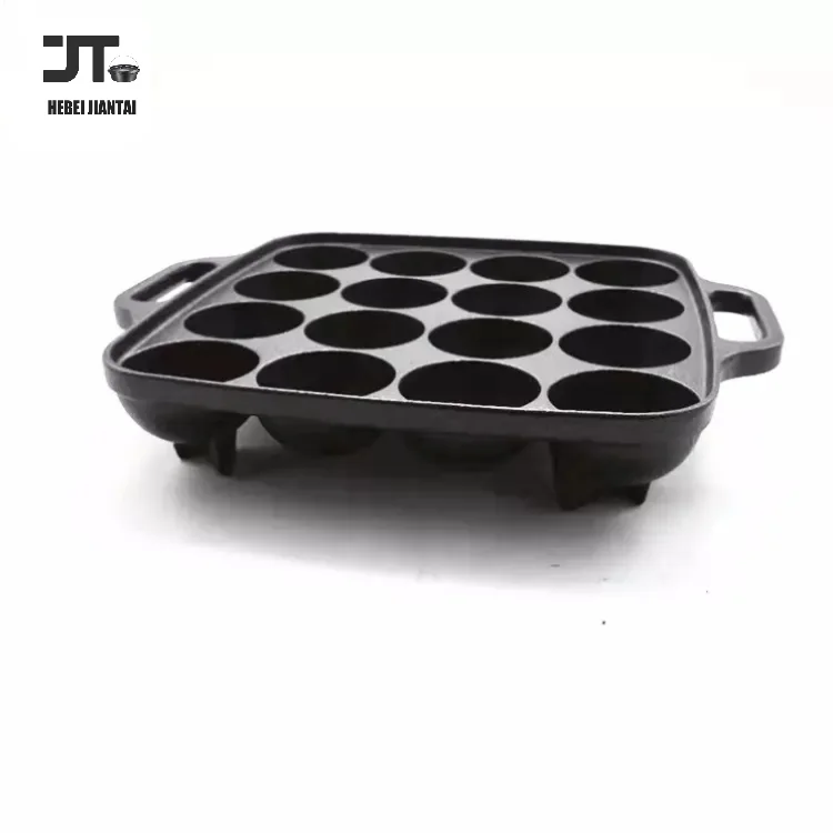 Japanese Cast Iron Takoyaki Maker Grill Pan, 16 Holes, Compatible with Gas Stoves and Induction Safe, Nonstick Coating Cookware