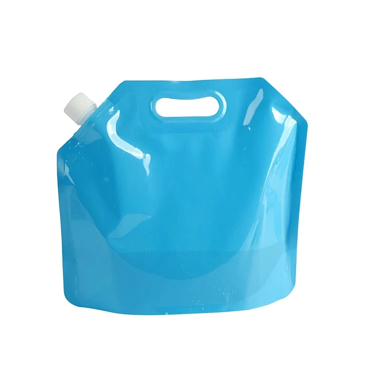 Wholesale 1.5L 3L 5L spout pouch foldable outdoor grains drink plastic bags for water storage with handle