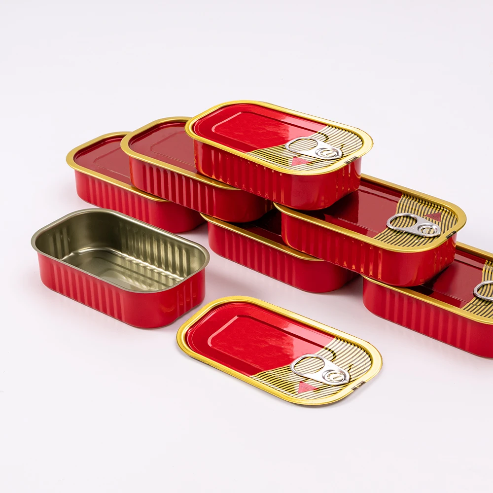 Tinned Tuna Salmon Milk Juice Square Food Grade Easy Open Cap Sardine Fish Tin Food Cans