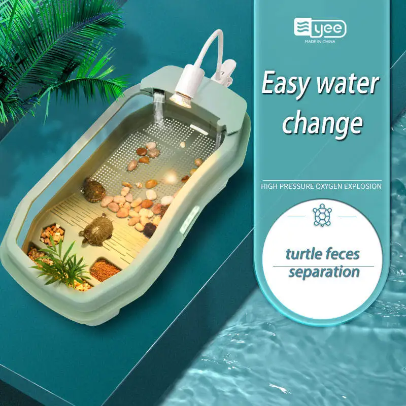 YEE PET new design the whole set plastic aquarium turtle tank with filtering box and platform