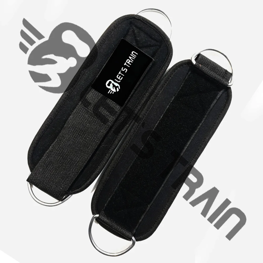 Custom Logo D Ring Weight Lifting Fitness Padded Adjustable Ankle Brace Neoprene Ankle Strap