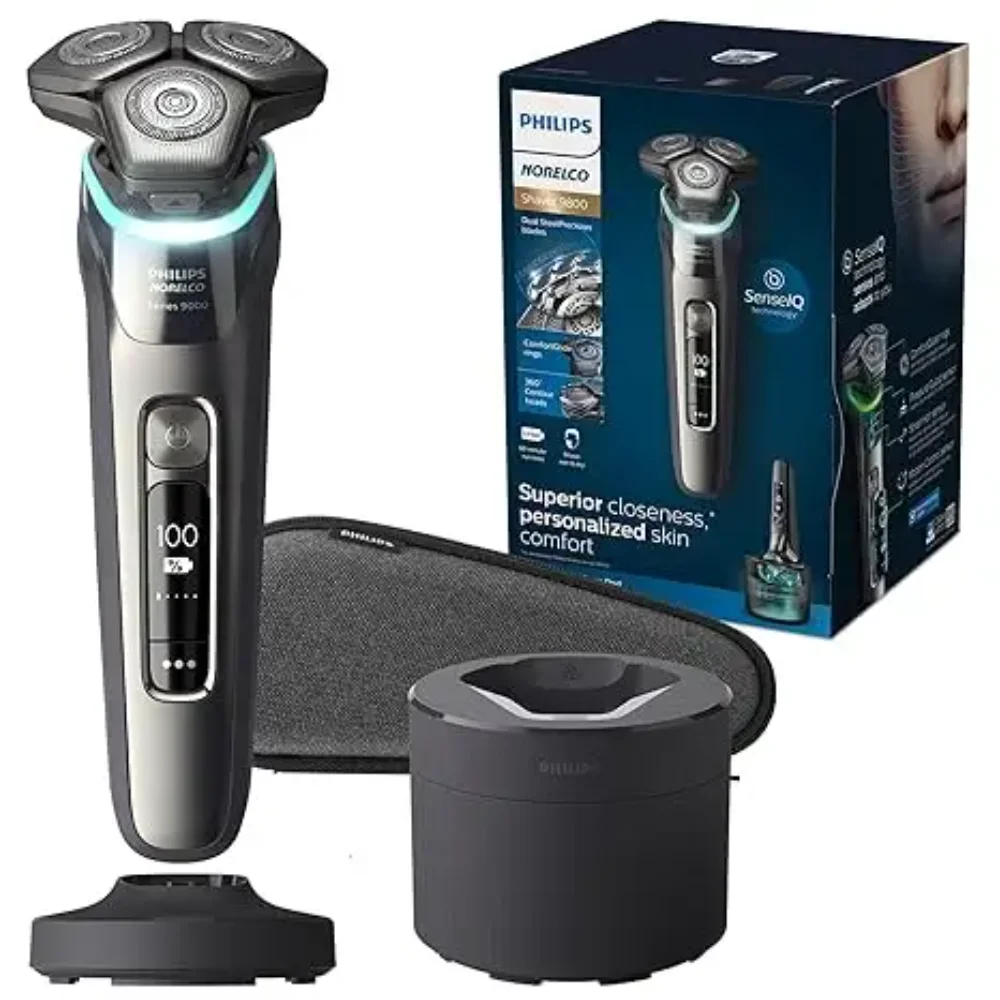 Электробритва Philips Norelco 9800 Вращающаяся бритва с датчиком давления Дорожный Чехол подставка для быстрой очистки