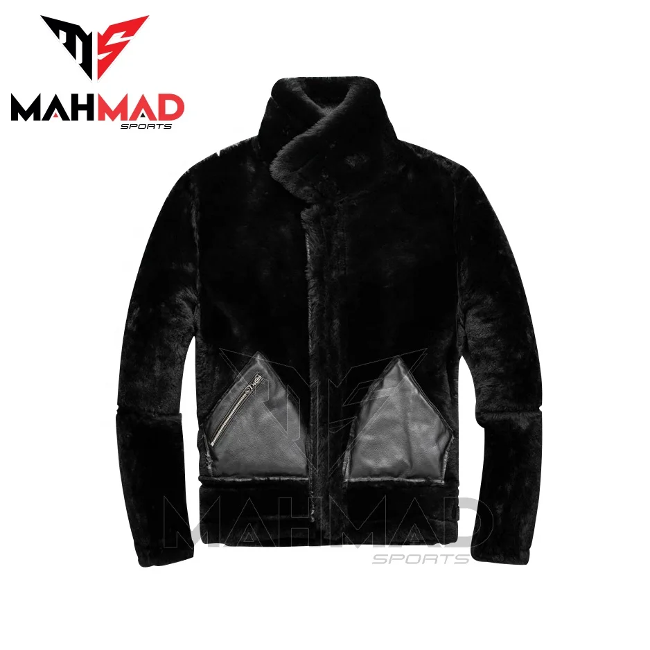 New 2023 Arrival Custom Made Mens Sheepskin Leather Jackets Mens B3 Bomber Aviator Shearling Jacket Fashion Mens Bomber Jackets