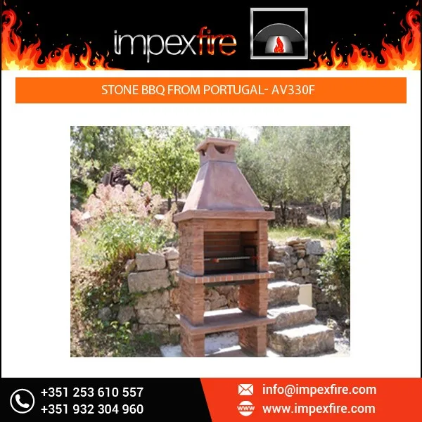 100% Natural Stone Made 100% Charcoal and Firewood Barbecue Grill from Top Supplier